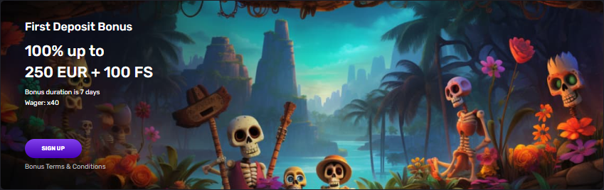 Ally Spin Casino Welcome Bonus - 100% up to €250 + 100 Free Spins